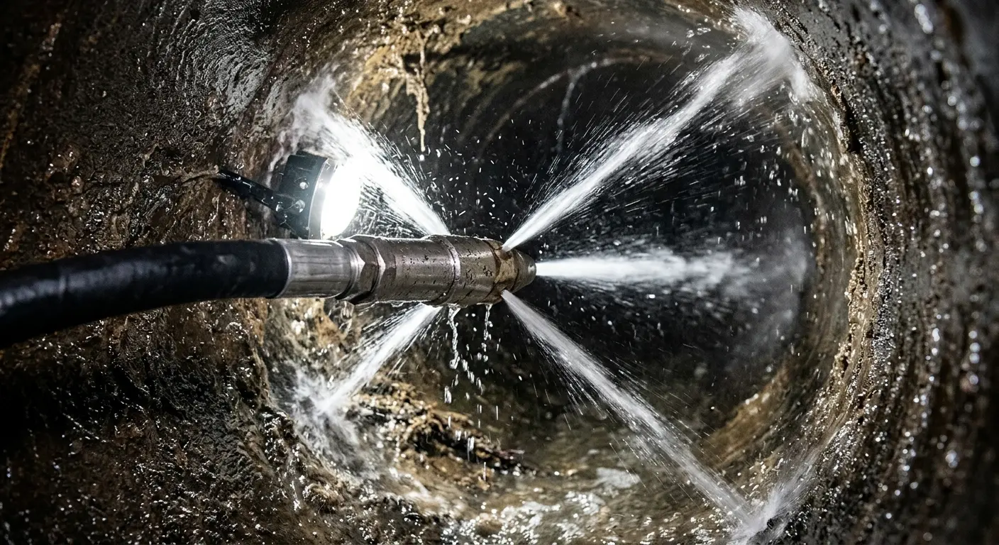 High-pressure hydro jetting nozzle cleaning sewer pipe for Sewer Line Relining in Sahuarita